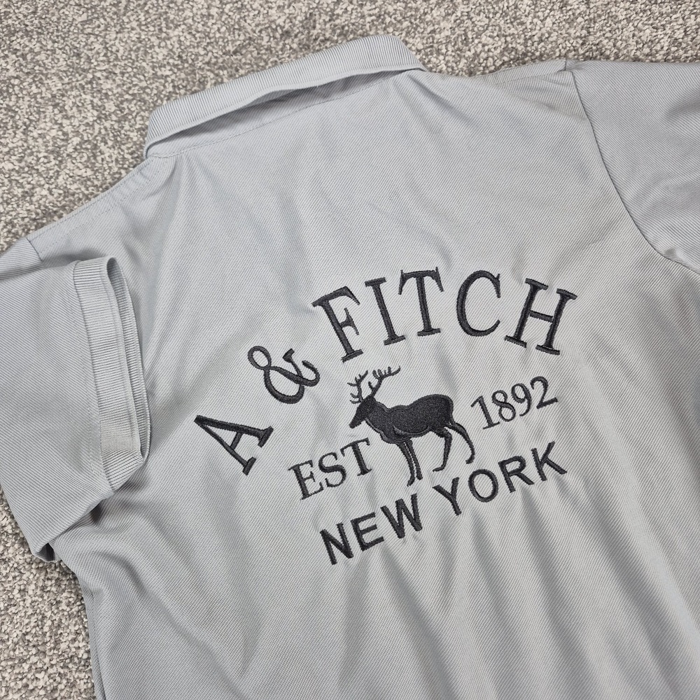 Abercrombie &‎ Fitch Performance Polo Men's Large Gray Embroidered Golf A&F